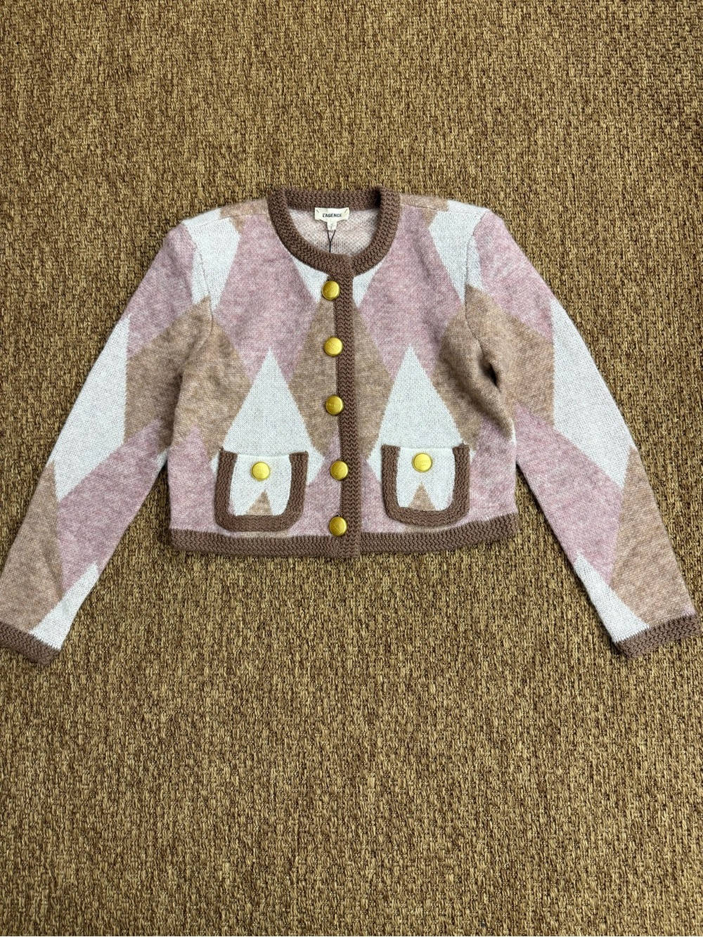 L'AGENCE 
Siobhan Fuzzy Argyle Cardigan - Picture 9 of 16